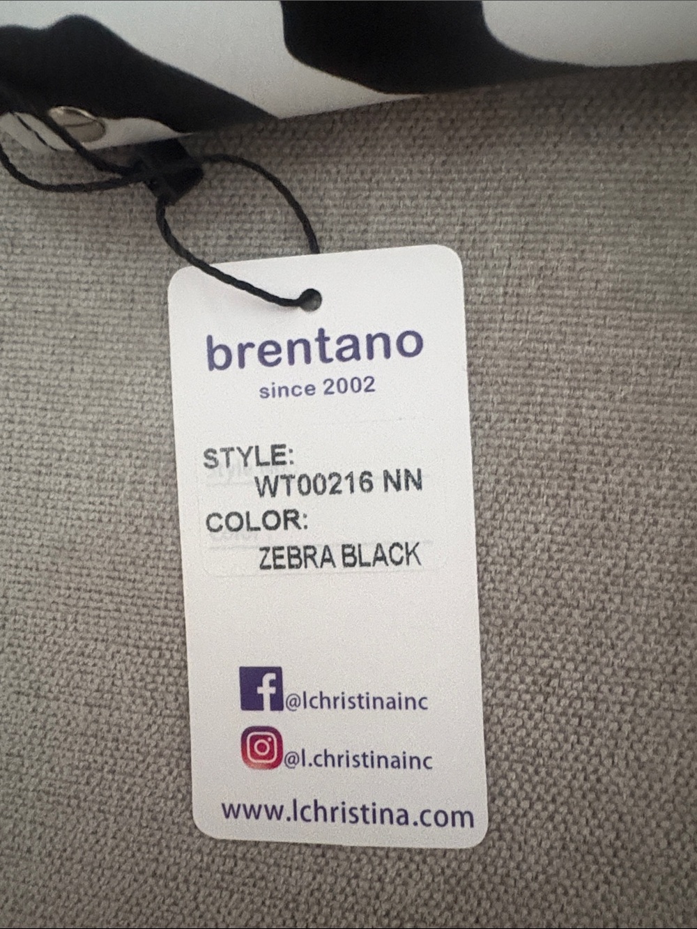 Brentano Black and White Zebra Print Zip-Around Clutch - Picture 2 of 7